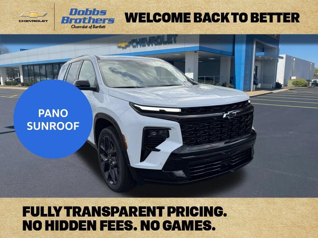 2026 Chevrolet Traverse RS in Polar White Tricoat — front three-quarter view