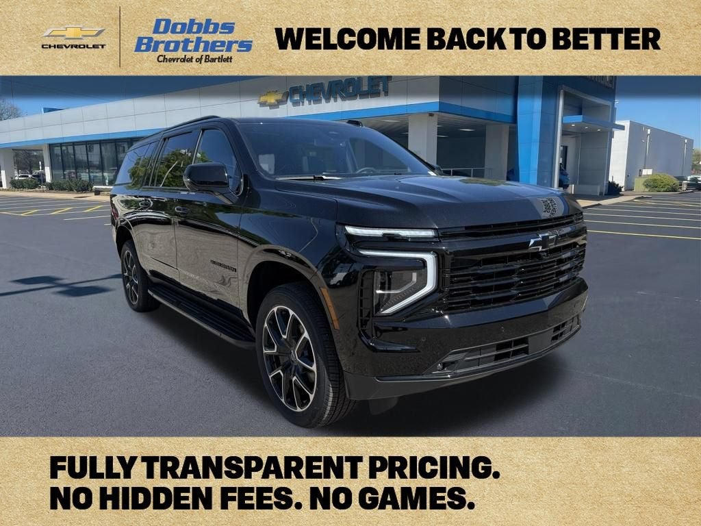 2026 Chevrolet Suburban RST in Black — front three-quarter view