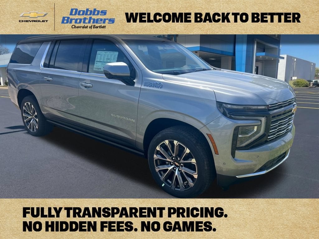 2026 Chevrolet Suburban High Country in Sterling Gray Metallic — front three-quarter view