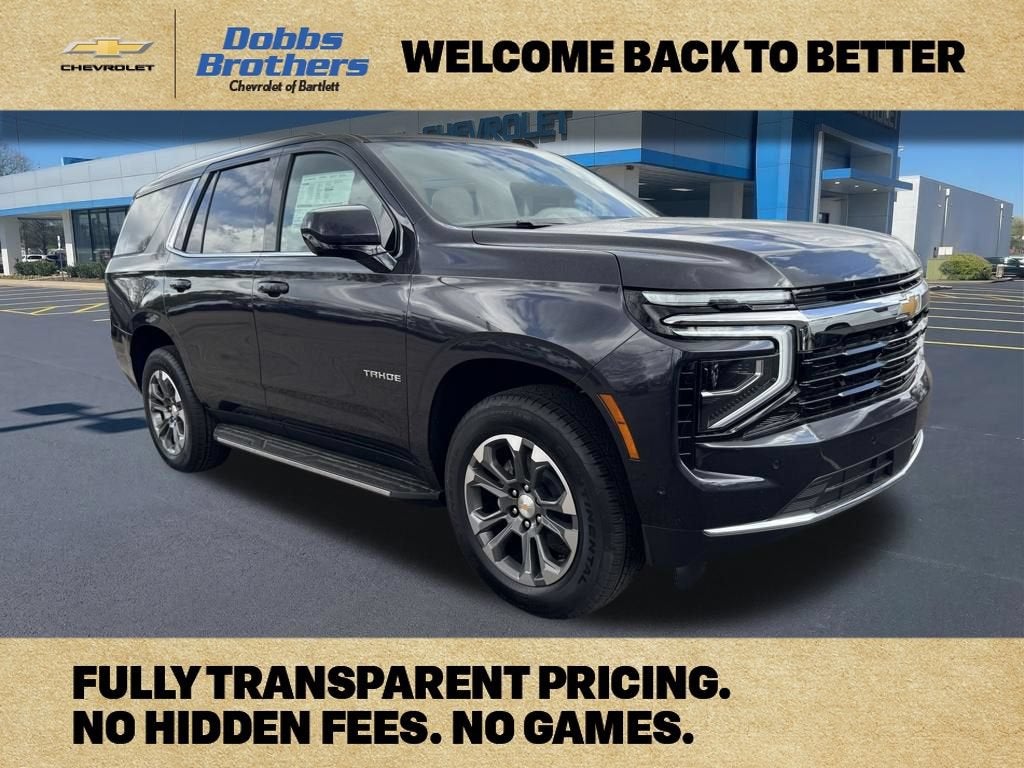 2026 Chevrolet Tahoe LS in Dark Ash Metallic — front three-quarter view