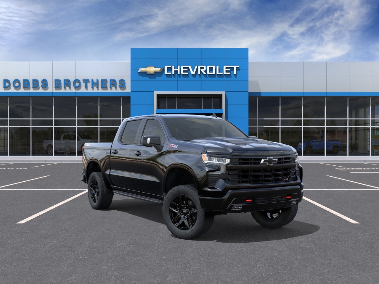 2026 Chevrolet Silverado 1500 LT Trail Boss in Black — front three-quarter view