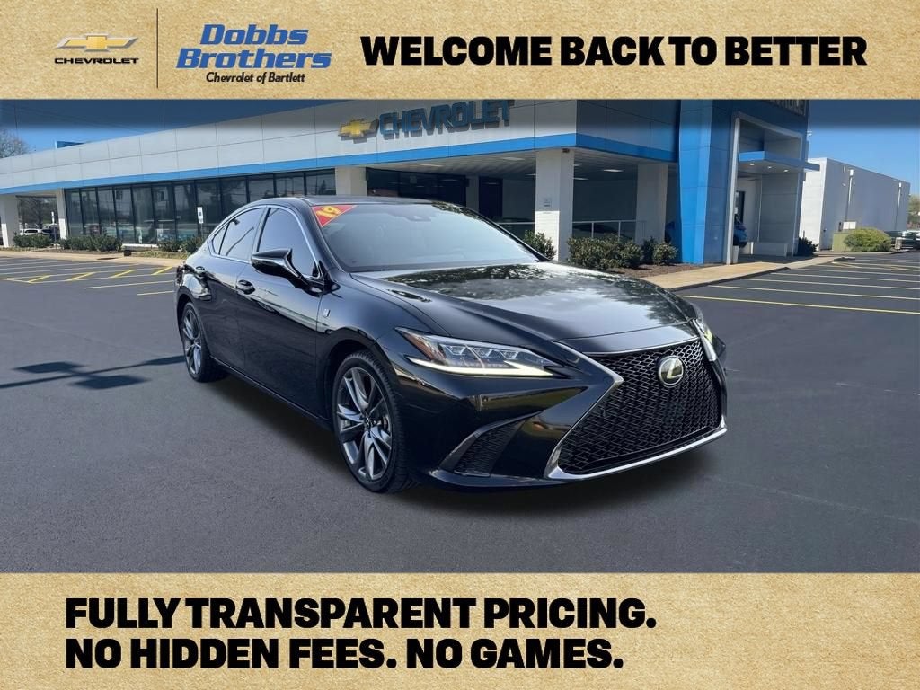 2019 Lexus ES 350 F SPORT in Black — front three-quarter view