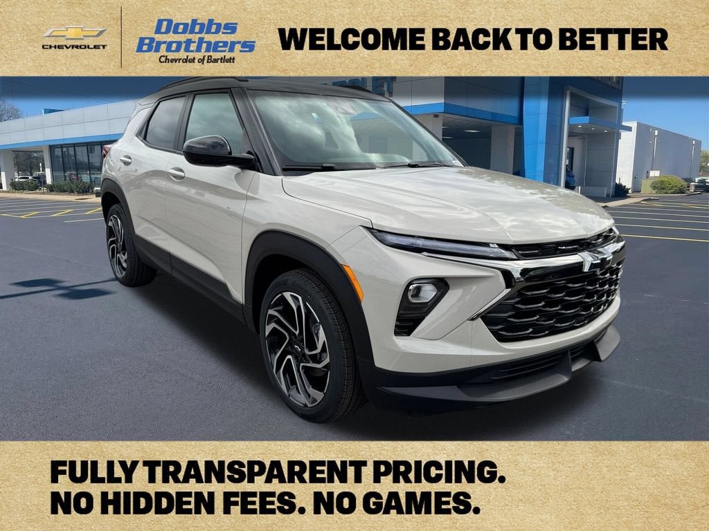 2026 Chevrolet Trailblazer RS in White Sands — front three-quarter view